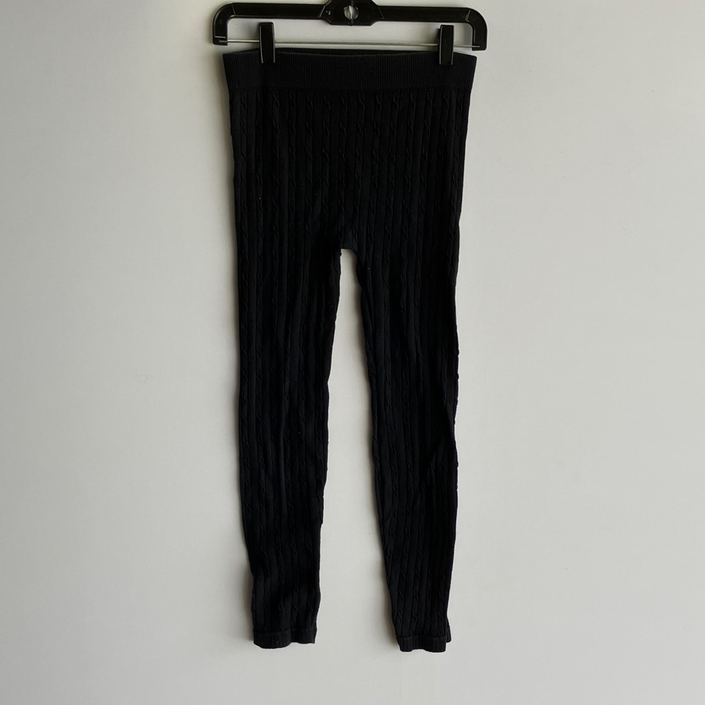 Cozy Dark Blue Cable Knit Leggings
